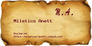 Miletics Anett névjegykártya