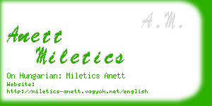anett miletics business card